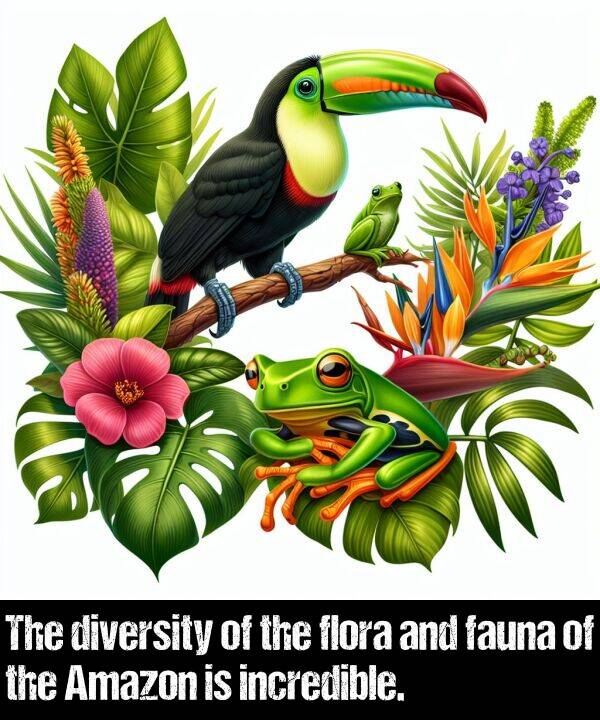 fauna: The diversity of the flora and fauna of the Amazon is incredible.
