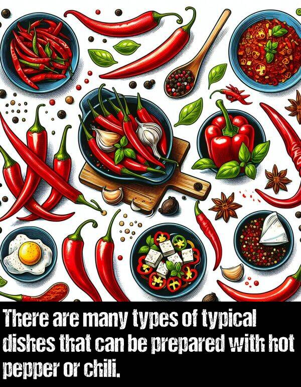 pepper: There are many types of typical dishes that can be prepared with hot pepper or chili.