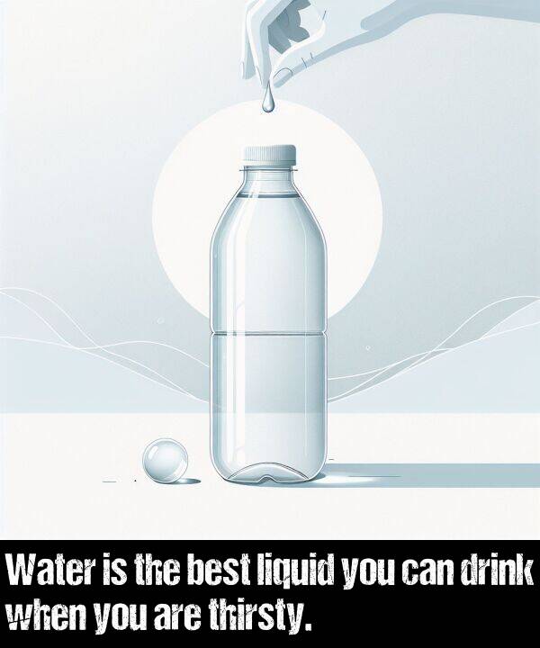 liquid: Water is the best liquid you can drink when you are thirsty.