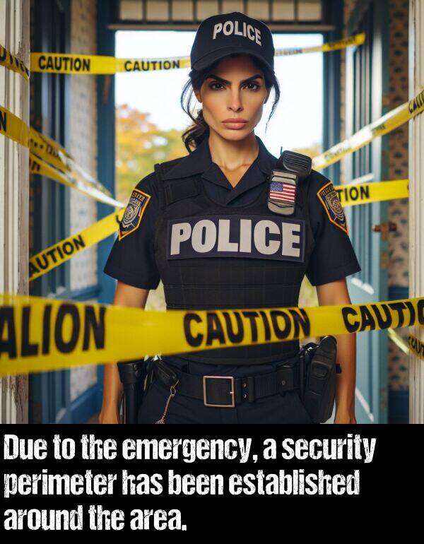 area: Due to the emergency, a security perimeter has been established around the area.