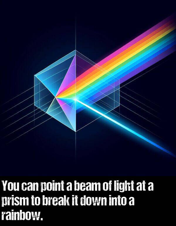 light: You can point a beam of light at a prism to break it down into a rainbow.
