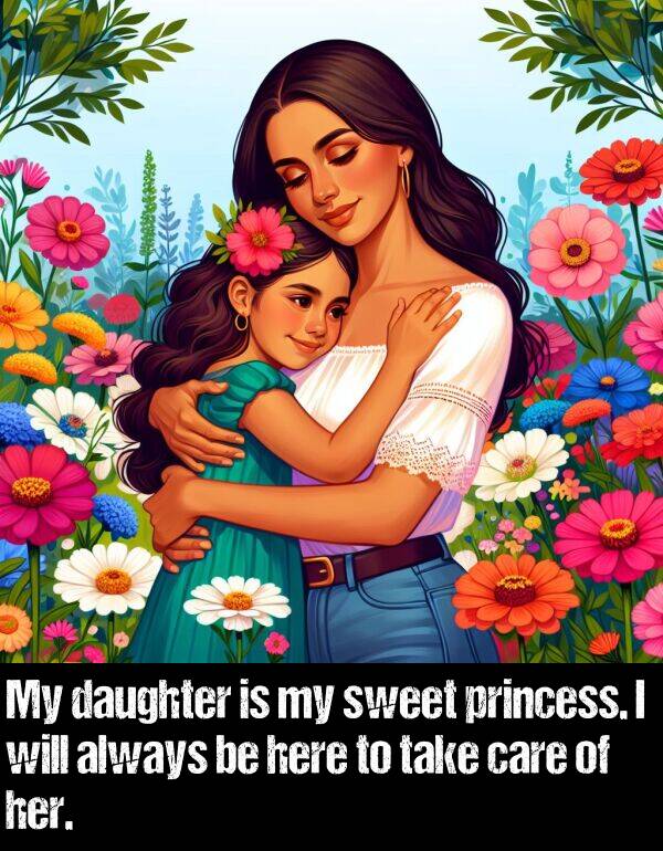 take: My daughter is my sweet princess. I will always be here to take care of her.
