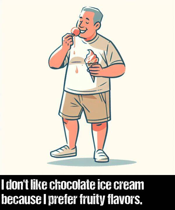 because: I don't like chocolate ice cream because I prefer fruity flavors.