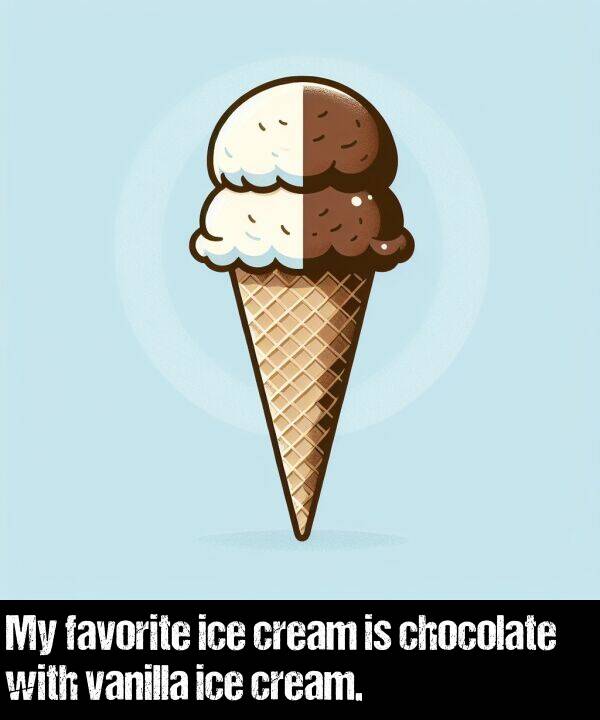favorite: My favorite ice cream is chocolate with vanilla ice cream.