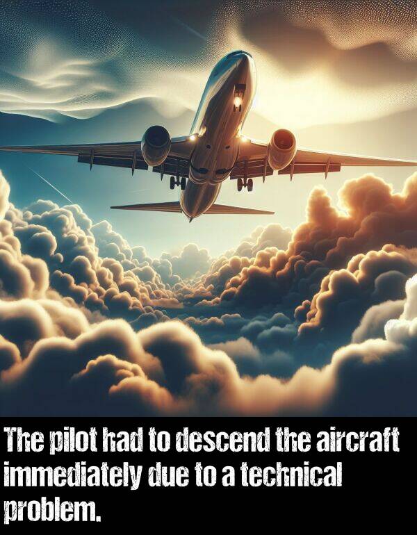 technical: The pilot had to descend the aircraft immediately due to a technical problem.