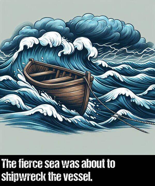 about: The fierce sea was about to shipwreck the vessel.