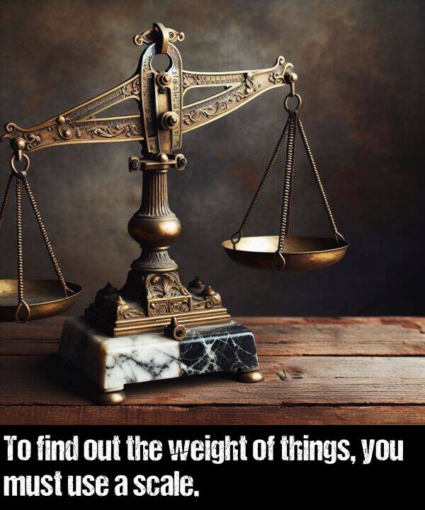 you: To find out the weight of things, you must use a scale.