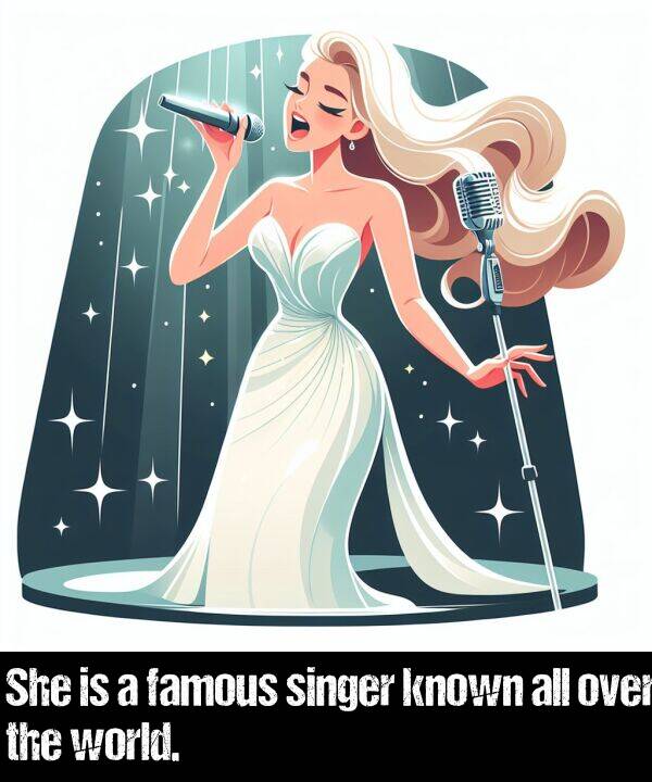 known: She is a famous singer known all over the world.