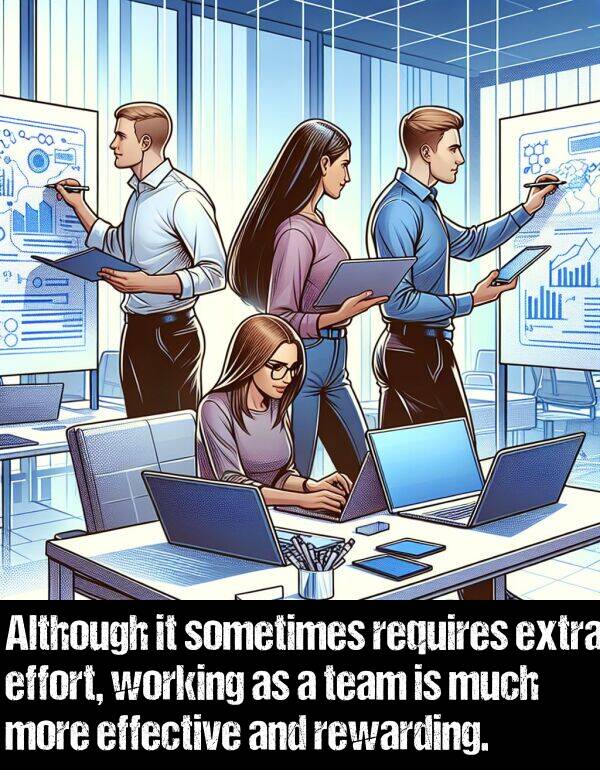 effective: Although it sometimes requires extra effort, working as a team is much more effective and rewarding.