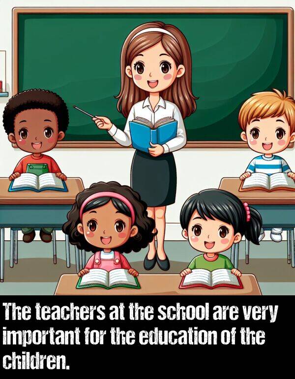 education: The teachers at the school are very important for the education of the children.