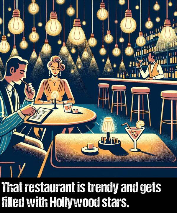 gets: That restaurant is trendy and gets filled with Hollywood stars.
