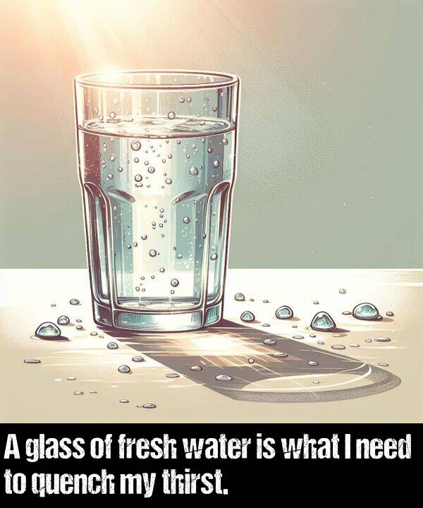 need: A glass of fresh water is what I need to quench my thirst.