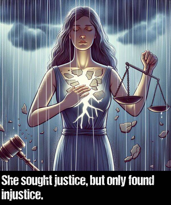 but: She sought justice, but only found injustice.
