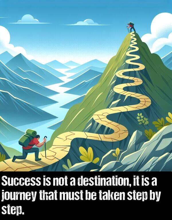 taken: Success is not a destination, it is a journey that must be taken step by step.