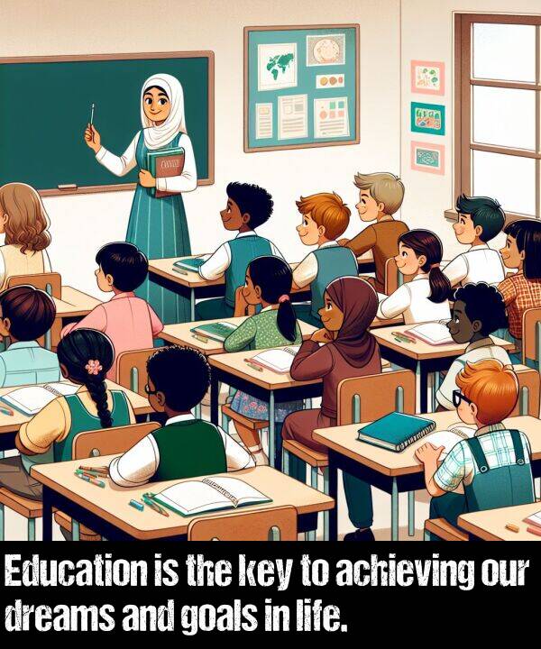 life: Education is the key to achieving our dreams and goals in life.