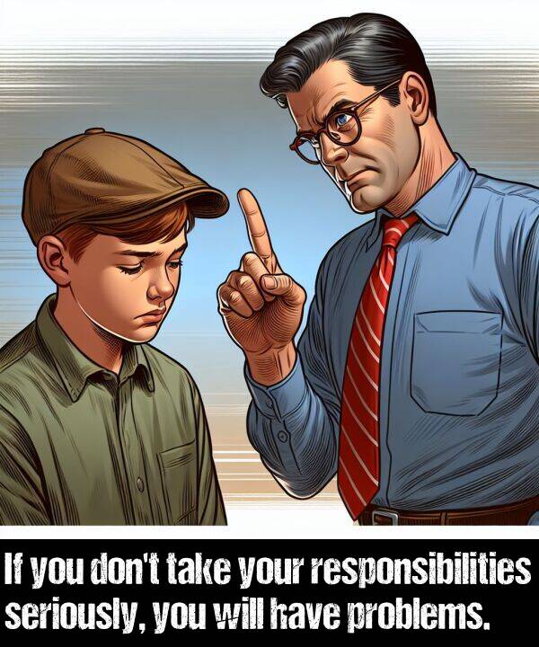 take: If you don't take your responsibilities seriously, you will have problems.