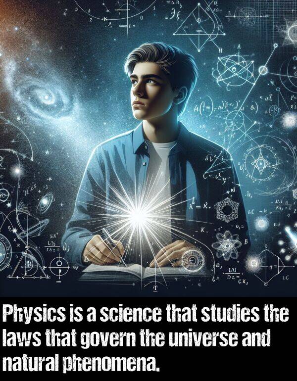 laws: Physics is a science that studies the laws that govern the universe and natural phenomena.