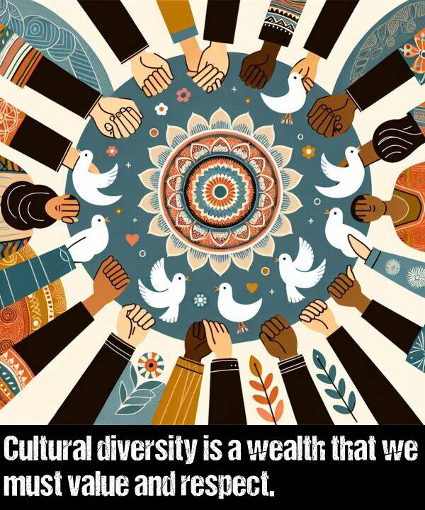 respect: Cultural diversity is a wealth that we must value and respect.