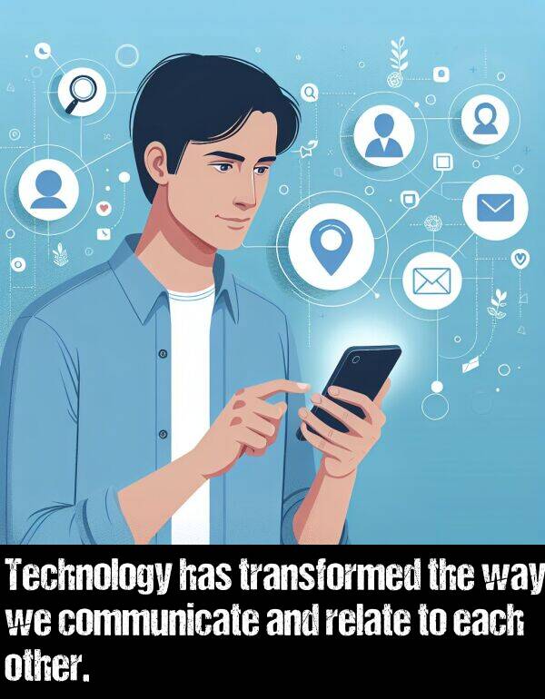each: Technology has transformed the way we communicate and relate to each other.