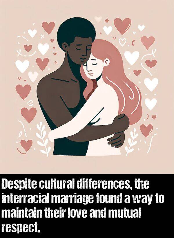 respect: Despite cultural differences, the interracial marriage found a way to maintain their love and mutual respect.