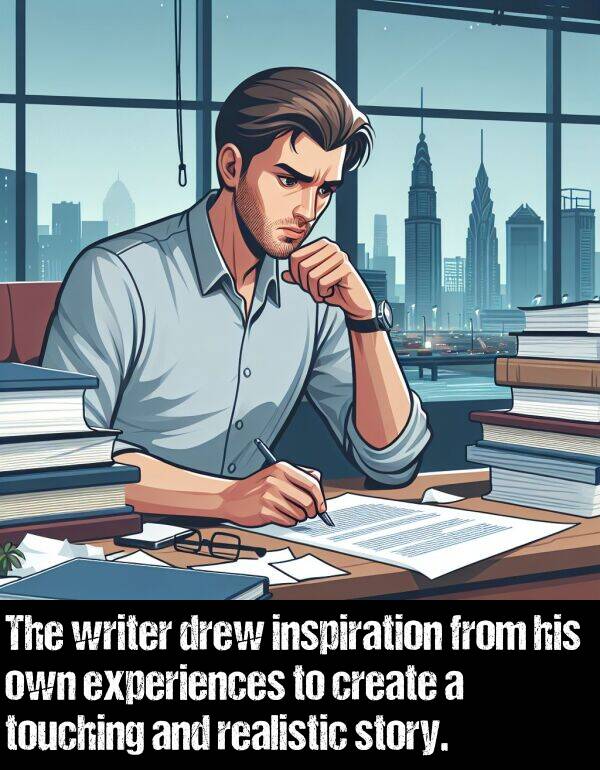 realistic: The writer drew inspiration from his own experiences to create a touching and realistic story.