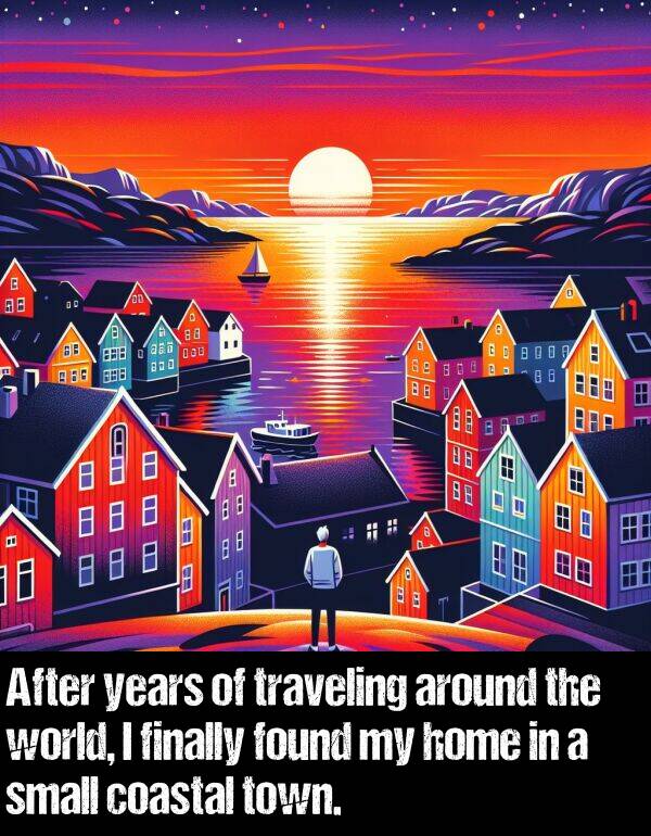 years: After years of traveling around the world, I finally found my home in a small coastal town.