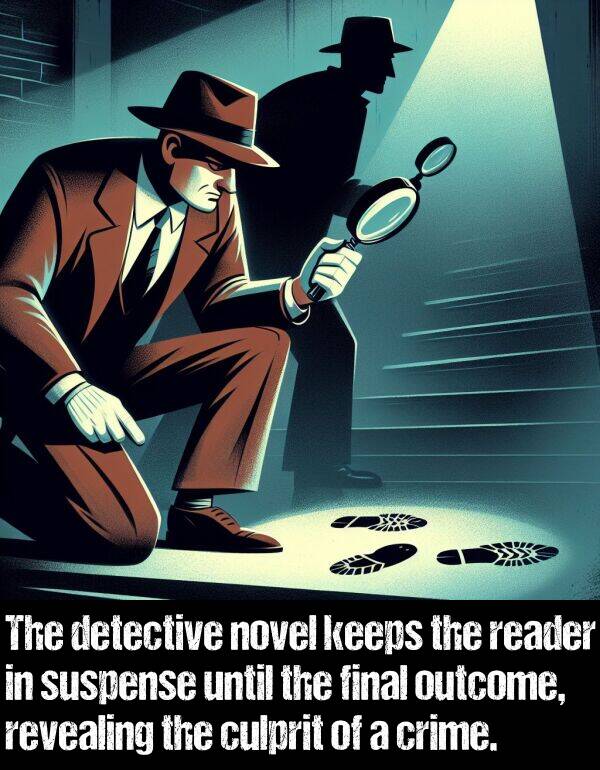 reader: The detective novel keeps the reader in suspense until the final outcome, revealing the culprit of a crime.