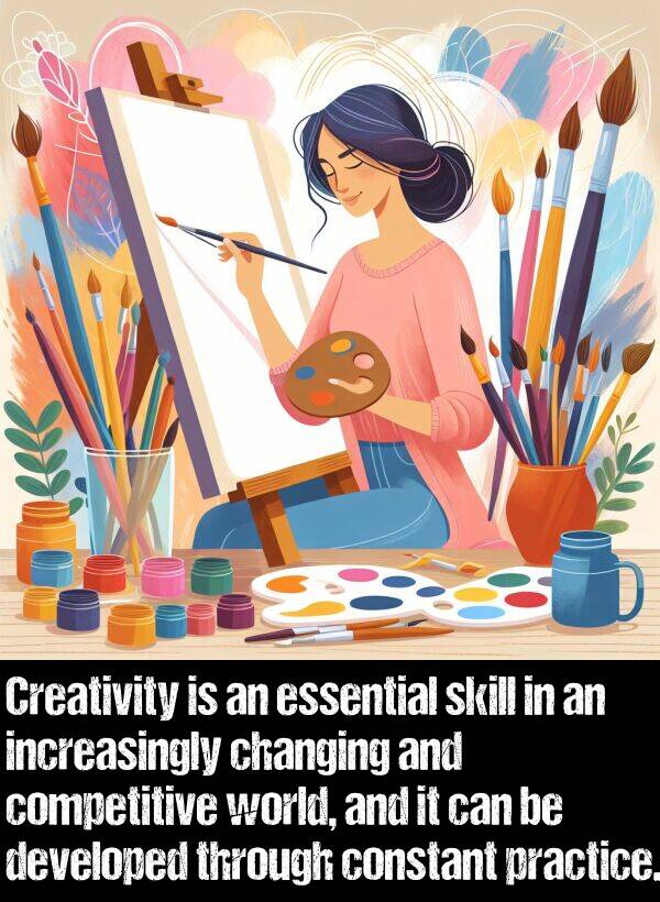 skill: Creativity is an essential skill in an increasingly changing and competitive world, and it can be developed through constant practice.