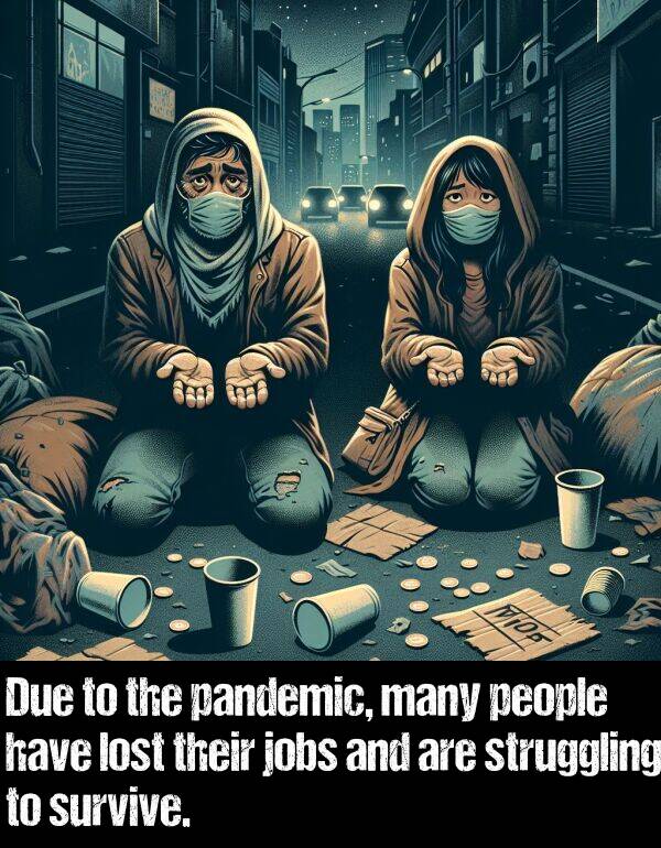 lost: Due to the pandemic, many people have lost their jobs and are struggling to survive.