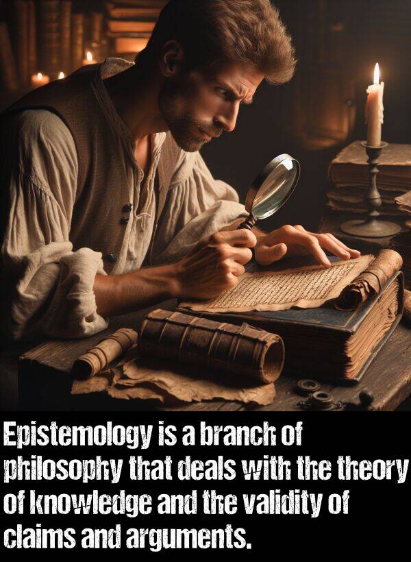 validity: Epistemology is a branch of philosophy that deals with the theory of knowledge and the validity of claims and arguments.