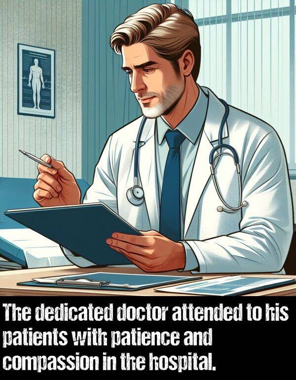patience: The dedicated doctor attended to his patients with patience and compassion in the hospital.