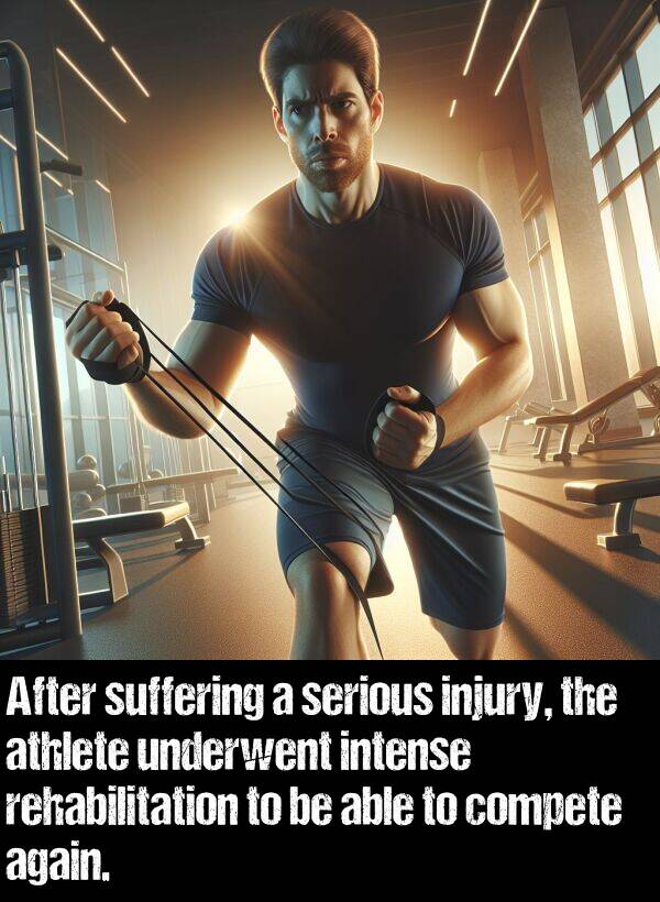 able: After suffering a serious injury, the athlete underwent intense rehabilitation to be able to compete again.