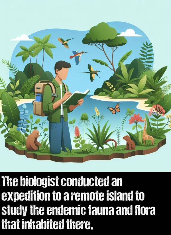 fauna: The biologist conducted an expedition to a remote island to study the endemic fauna and flora that inhabited there.