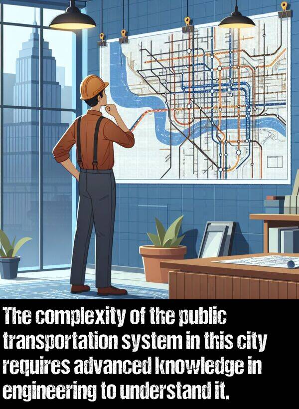 knowledge: The complexity of the public transportation system in this city requires advanced knowledge in engineering to understand it.