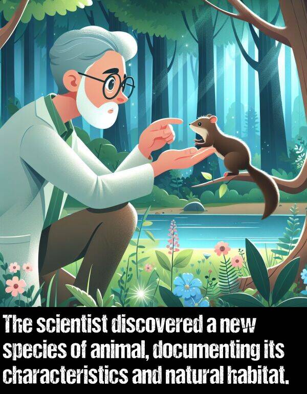 natural: The scientist discovered a new species of animal, documenting its characteristics and natural habitat.
