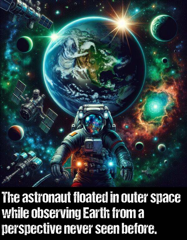 before: The astronaut floated in outer space while observing Earth from a perspective never seen before.