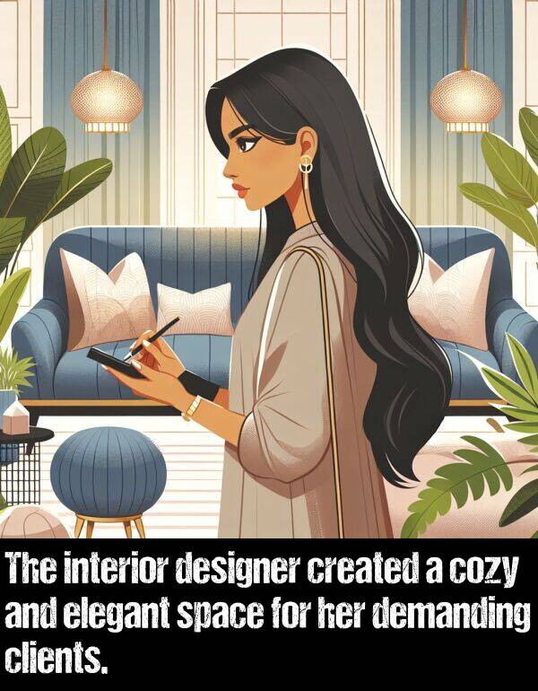 space: The interior designer created a cozy and elegant space for her demanding clients.