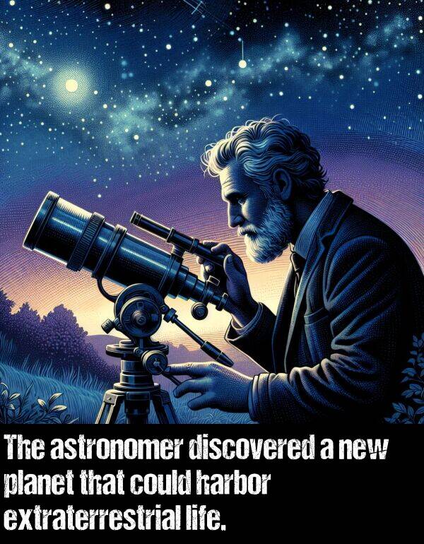 could: The astronomer discovered a new planet that could harbor extraterrestrial life.