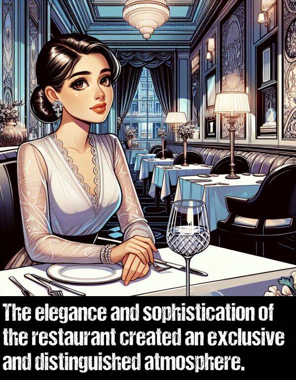 elegance: The elegance and sophistication of the restaurant created an exclusive and distinguished atmosphere.