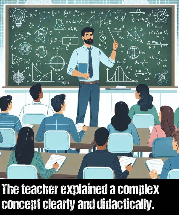 teacher: The teacher explained a complex concept clearly and didactically.