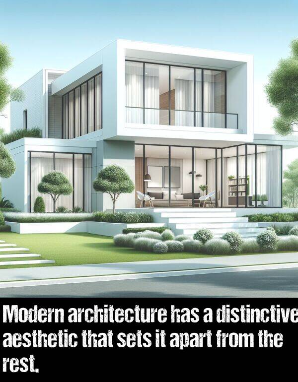 apart: Modern architecture has a distinctive aesthetic that sets it apart from the rest.