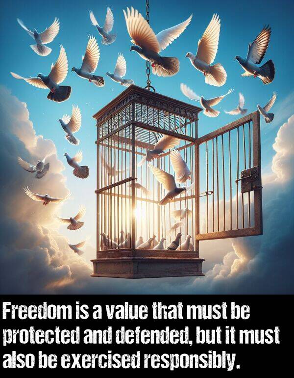 value: Freedom is a value that must be protected and defended, but it must also be exercised responsibly.