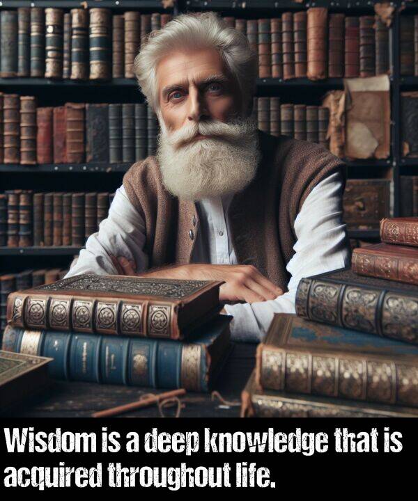 life: Wisdom is a deep knowledge that is acquired throughout life.