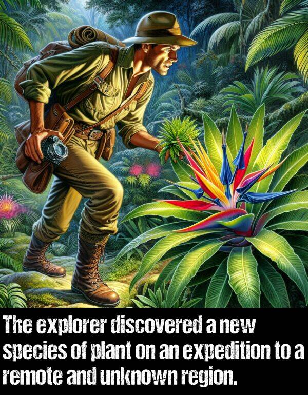 unknown: The explorer discovered a new species of plant on an expedition to a remote and unknown region.