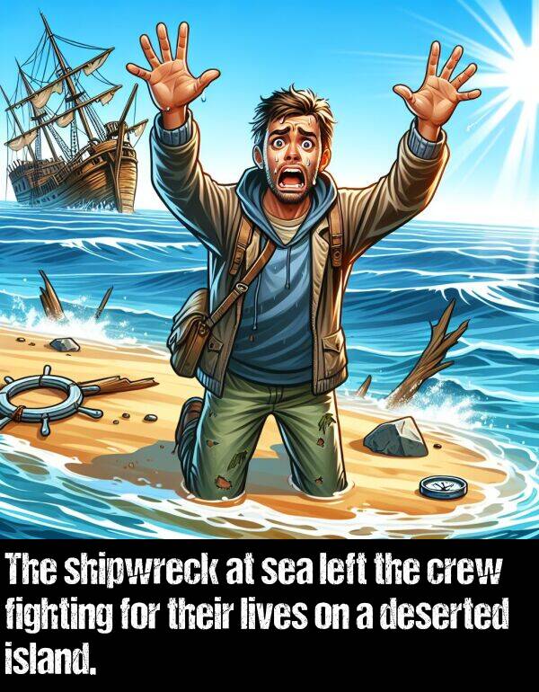 left: The shipwreck at sea left the crew fighting for their lives on a deserted island.
