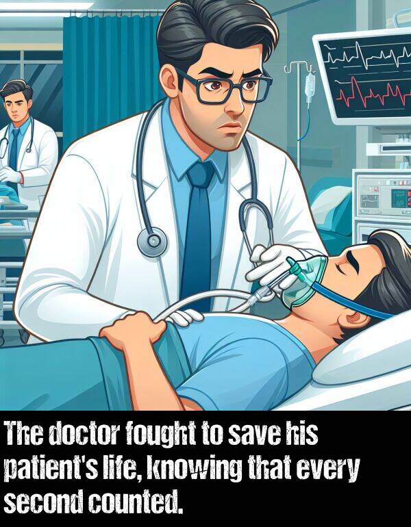 save: The doctor fought to save his patient's life, knowing that every second counted.