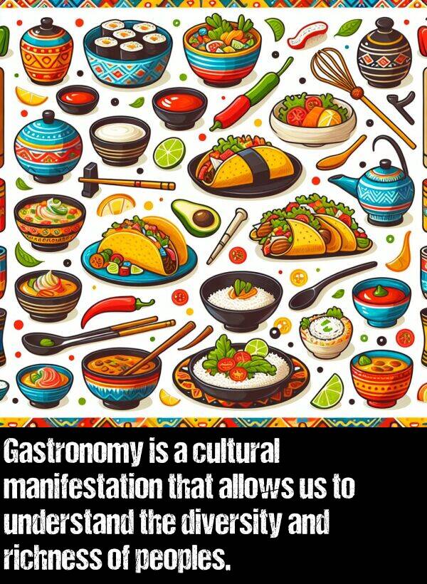 understand: Gastronomy is a cultural manifestation that allows us to understand the diversity and richness of peoples.
