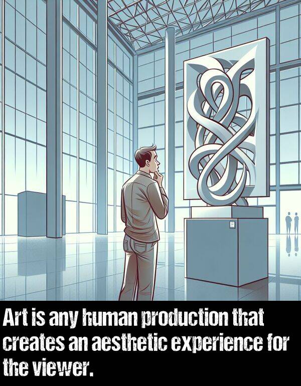 viewer: Art is any human production that creates an aesthetic experience for the viewer.
