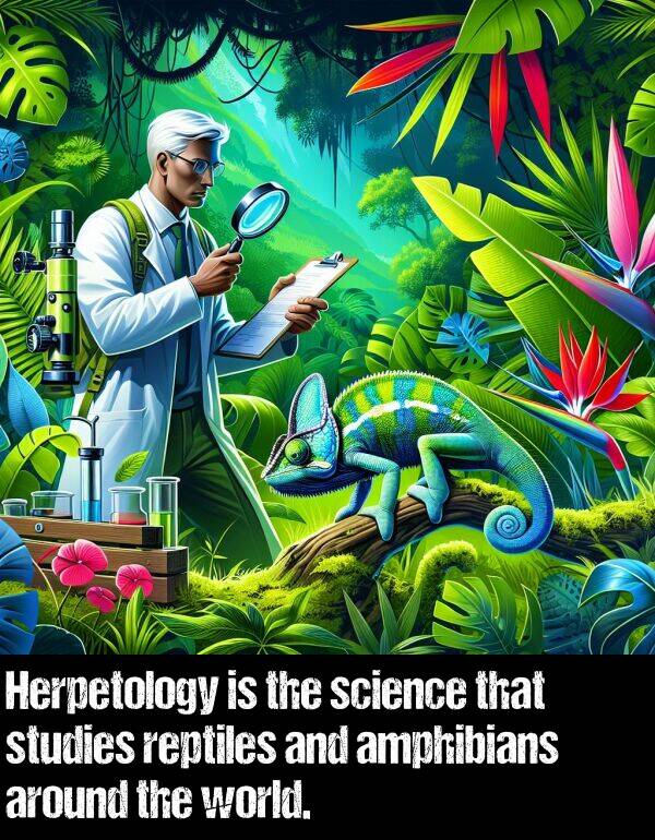science: Herpetology is the science that studies reptiles and amphibians around the world.