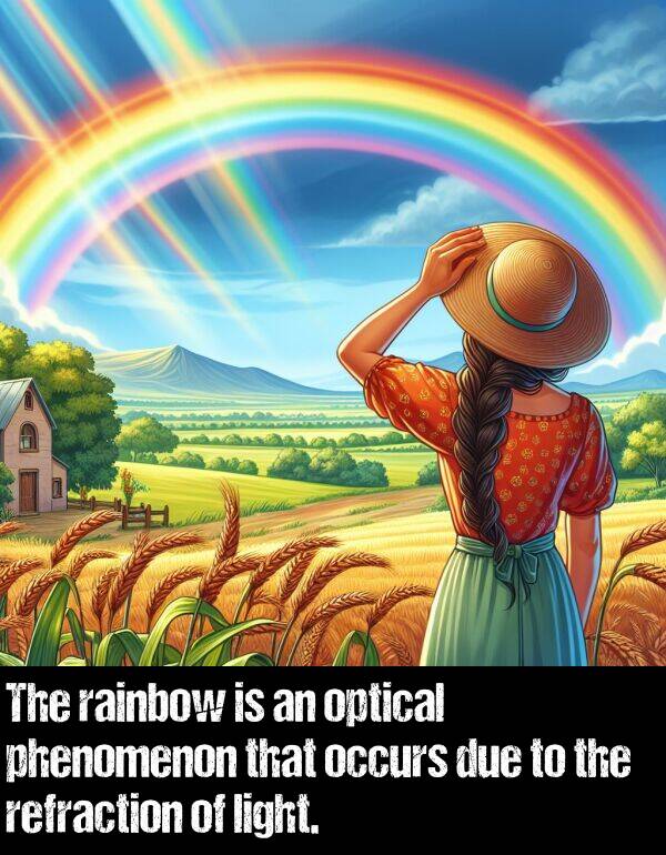 light: The rainbow is an optical phenomenon that occurs due to the refraction of light.